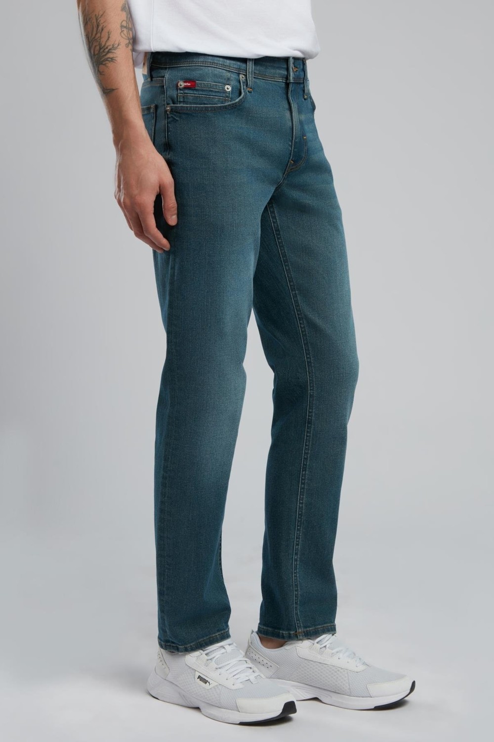 Lee Cooper Jagger Erkek Slım Straıght Dar Kesim Normal Bel Düz Paça Jean Pantolon Mavi görsel 3