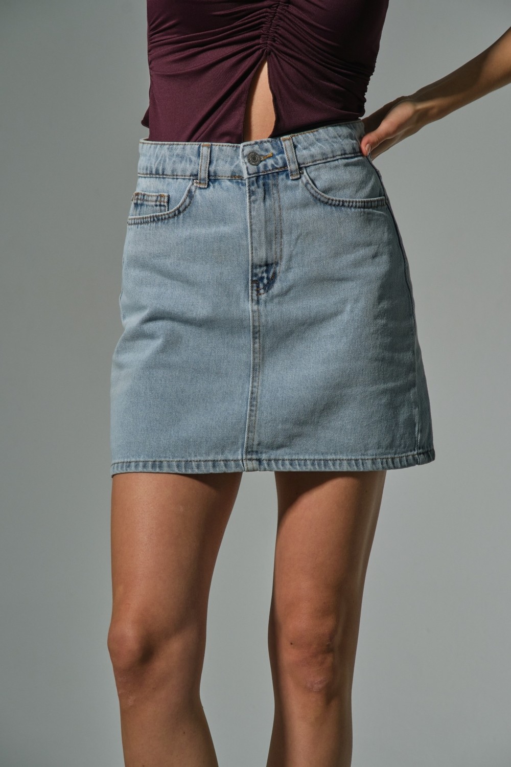 Domoda %100 Pamuk 5 Cep Denim Kot Kadın Jean Mini Etek @latina görsel 2