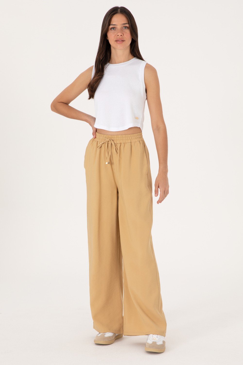 U.S. Polo Assn. Kadın Camel Loose Relax Fit Kanvas Pantolon 50300357-VR015