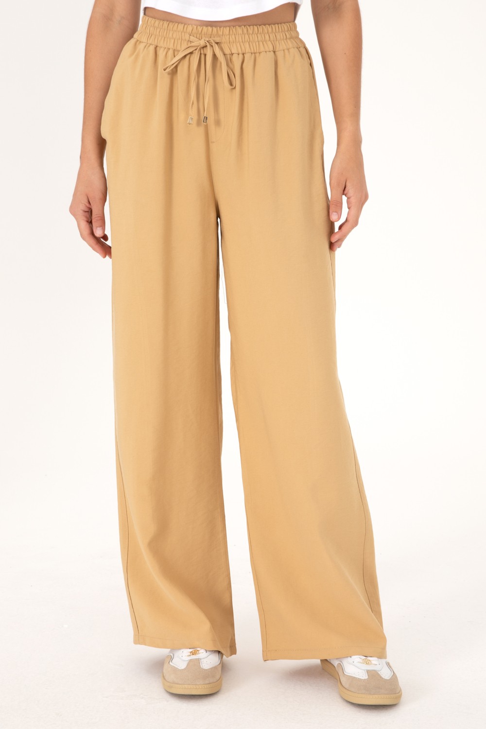 U.S. Polo Assn. Kadın Camel Loose Relax Fit Kanvas Pantolon 50300357-VR015 görsel 2