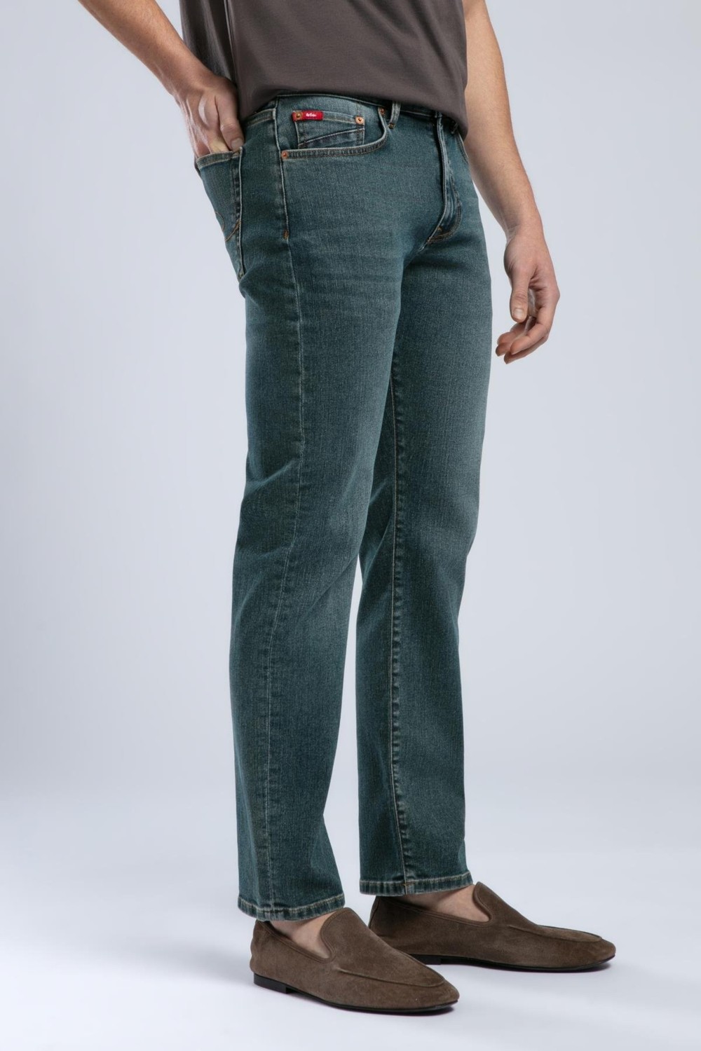 Lee Cooper Harry Erkek Straıght Normal Kesim Normal Bel Düz Paça Jean Pantolon Yeşil görsel 3