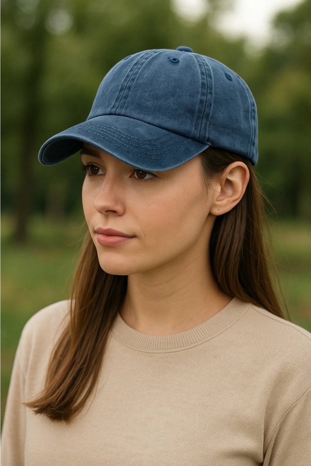 SF Collection Unisex Eskitme Detaylı Yıkamalı Pamuklu Kot Vintage Şapka görsel 2