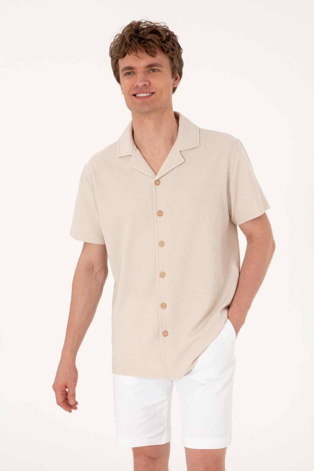 U.S. Polo Assn. Erkek Siyah Apaş Yaka Kısa Kollu Örme Gömlek 50306977-VR046