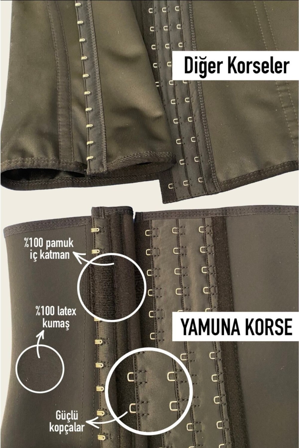Yamuna Siyah Latex Korse XL Beden ile Postür Düzeltici ve Sıkılaştırıcı Etki Sağlayan Model görsel 6
