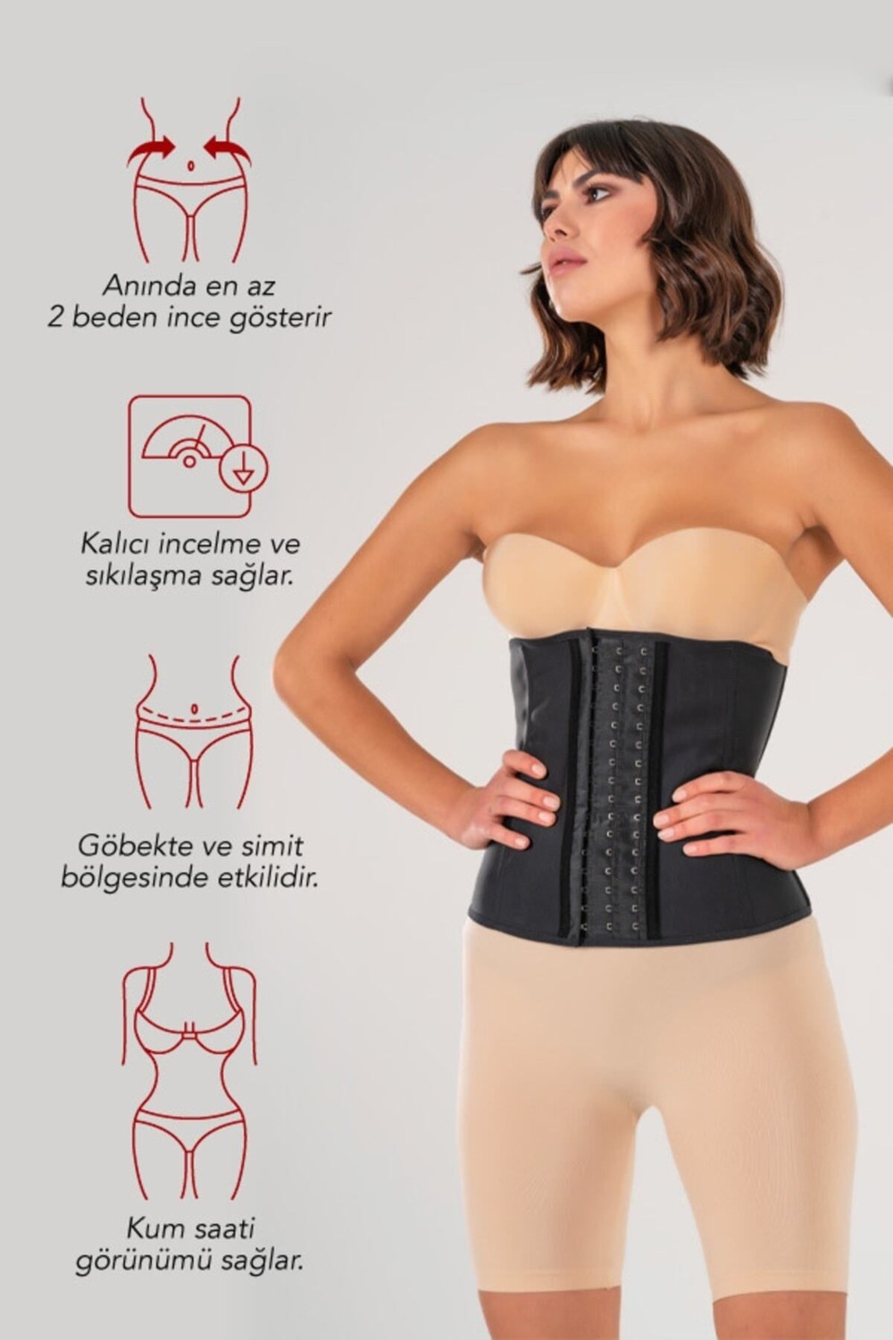 Yamuna Siyah Latex Korse XL Beden ile Postür Düzeltici ve Sıkılaştırıcı Etki Sağlayan Model görsel 7