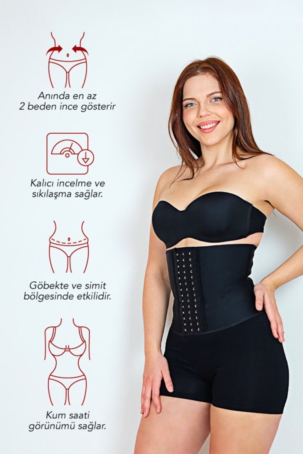 Yamuna Kısa Latex Korse Siyah görsel 6