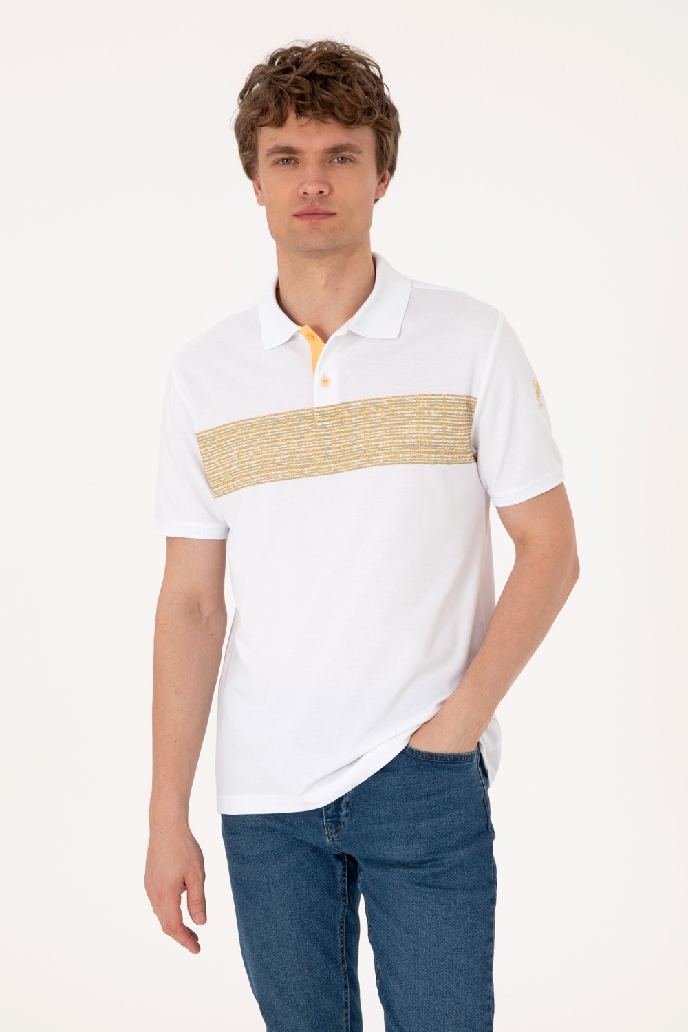 U.S. Polo Assn. Erkek Regular Fit Polo Yaka Beyaz Tişört 50306812-VR049
