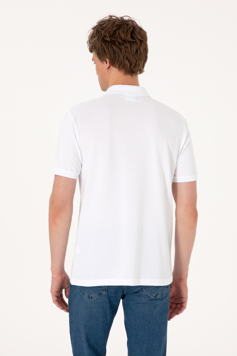 U.S. Polo Assn. Erkek Regular Fit Polo Yaka Beyaz Tişört 50306812-VR049 görsel 5