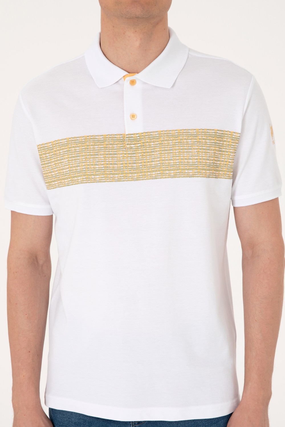 U.S. Polo Assn. Erkek Regular Fit Polo Yaka Beyaz Tişört 50306812-VR049 görsel 6