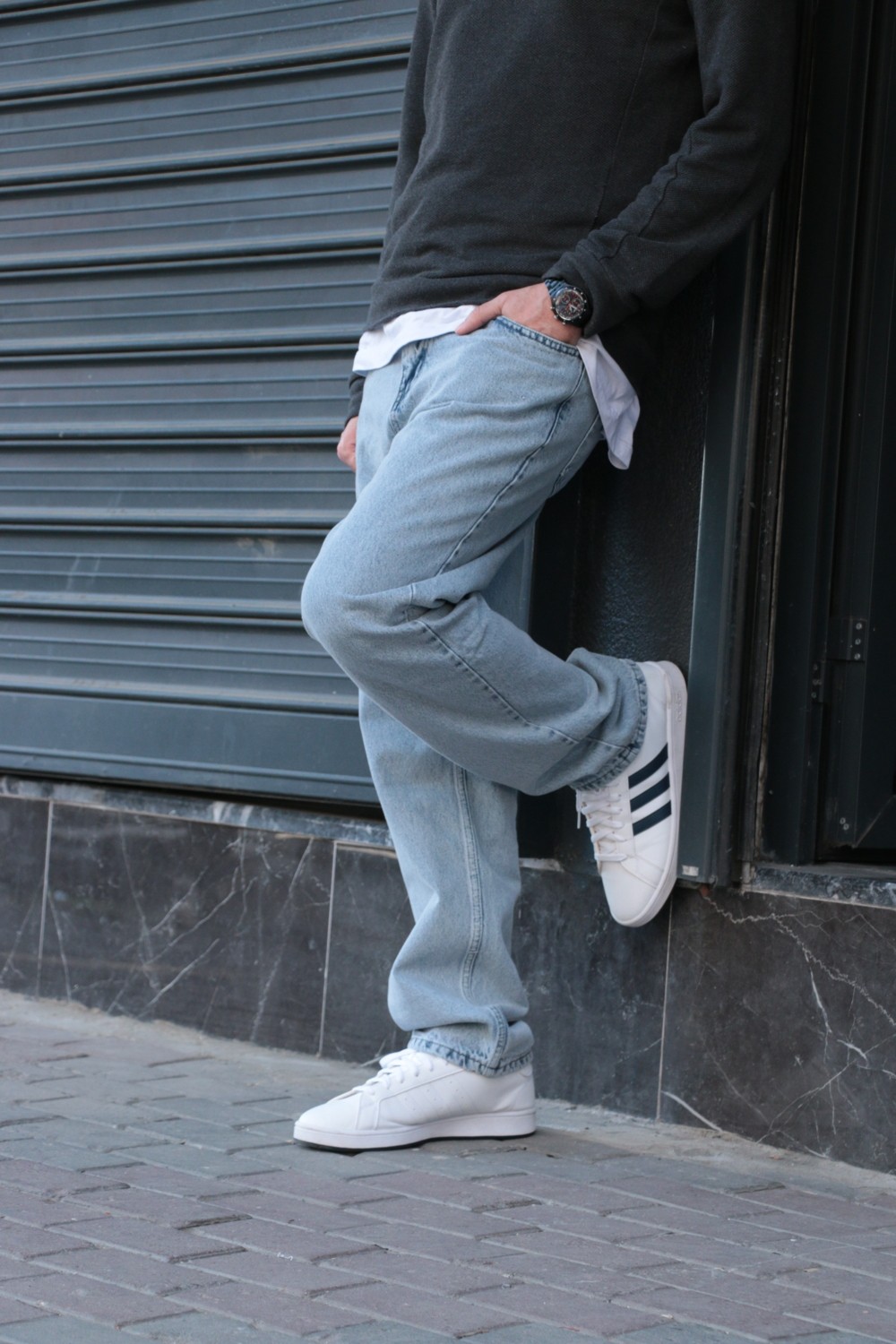 Greenpoll Erkek Baggy Bol Kesim Pantolon Yıkamalı Şık ve Modern görsel 3