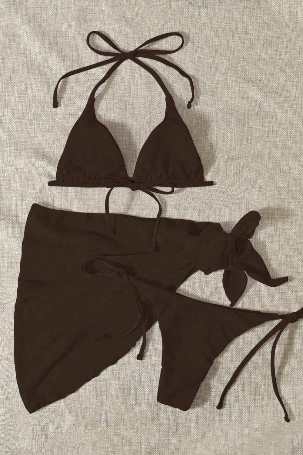 Angelsin Pareolu Bağlamalı 3'lü Bikini Takım Set (Çıkartılabilir Kaplı) görsel 6