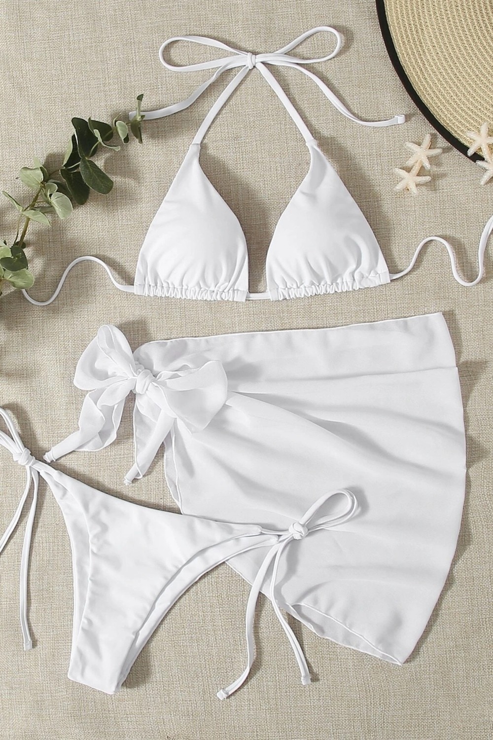 Angelsin Pareolu Bağlamalı 3'lü Bikini Takım Set (Çıkartılabilir Kaplı) görsel 8