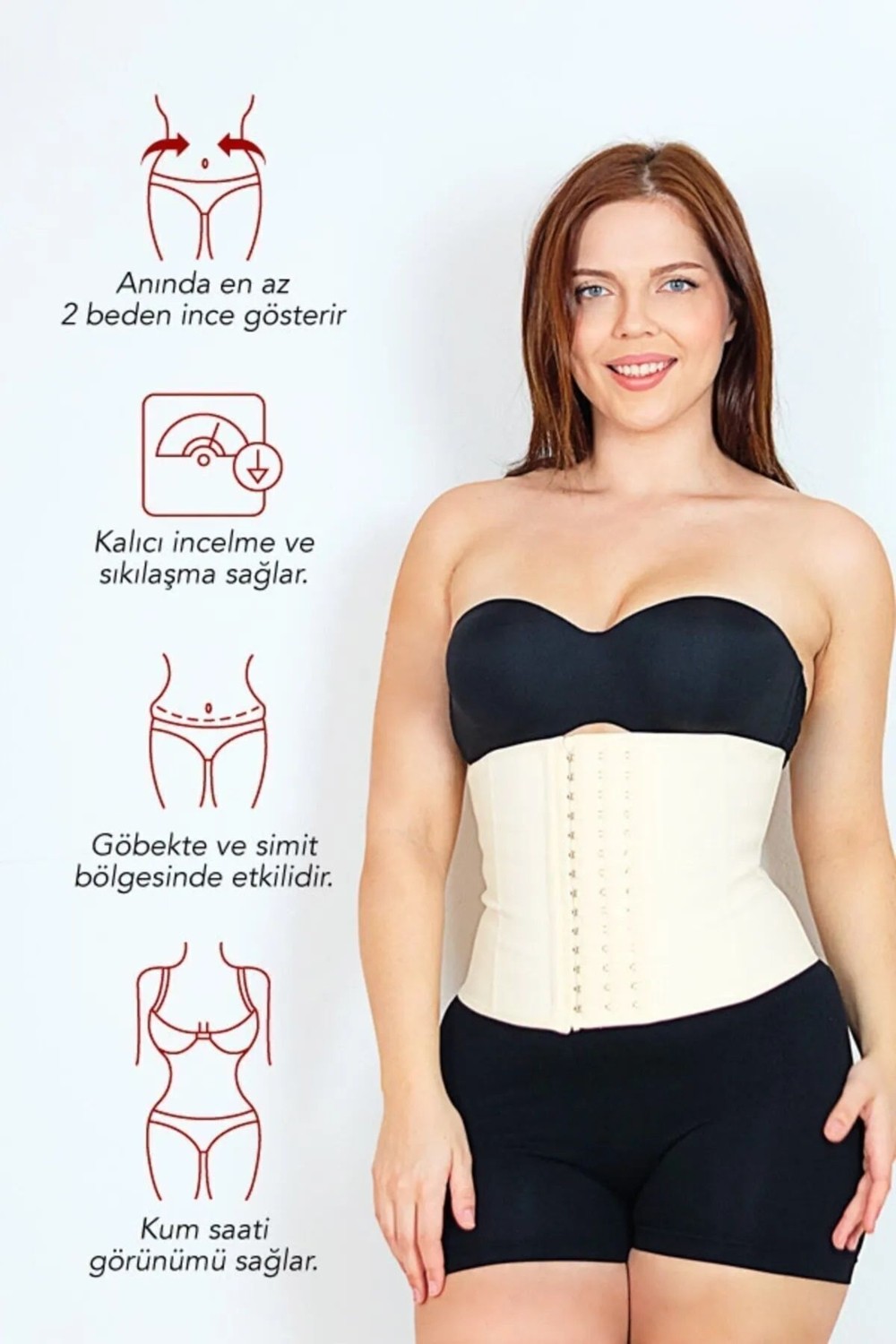 Yamuna Kısa Latex Korse Ten görsel 4