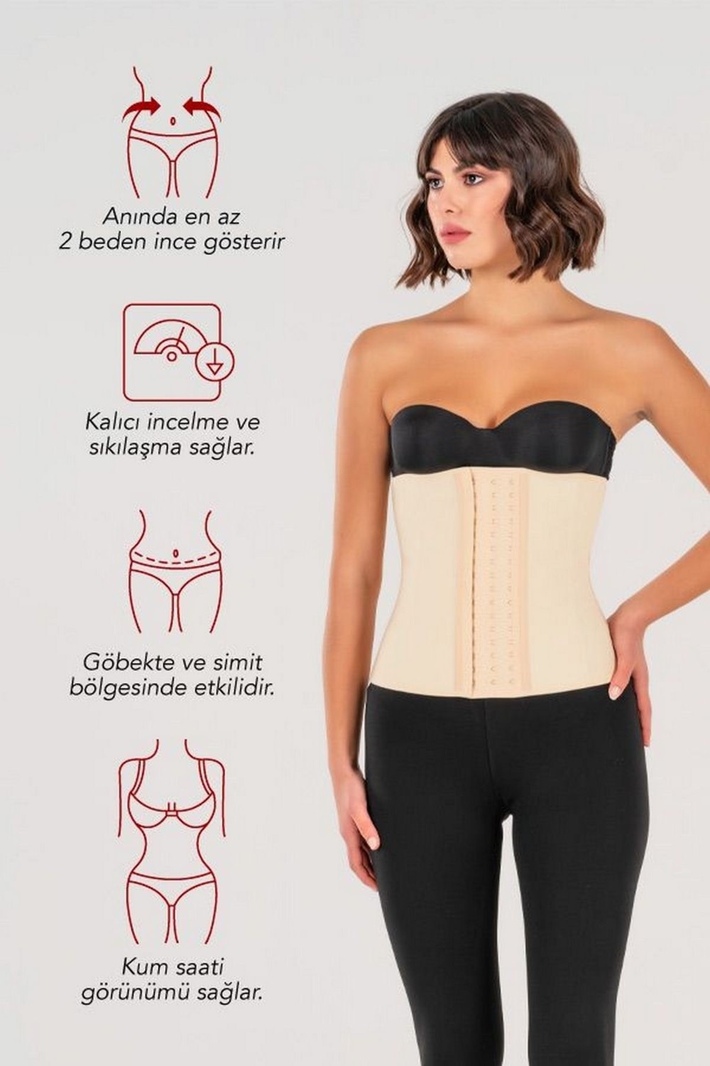 Yamuna Siyah Latex Korse XL Beden ile Postür Düzeltici ve Sıkılaştırıcı Etki Sağlayan Model
