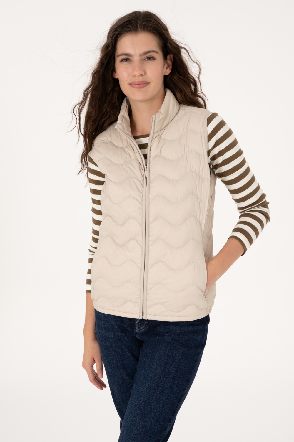U.S. Polo Assn. Kadın Krem Yelek (Dokuma) 50289603-VR071 görsel 8