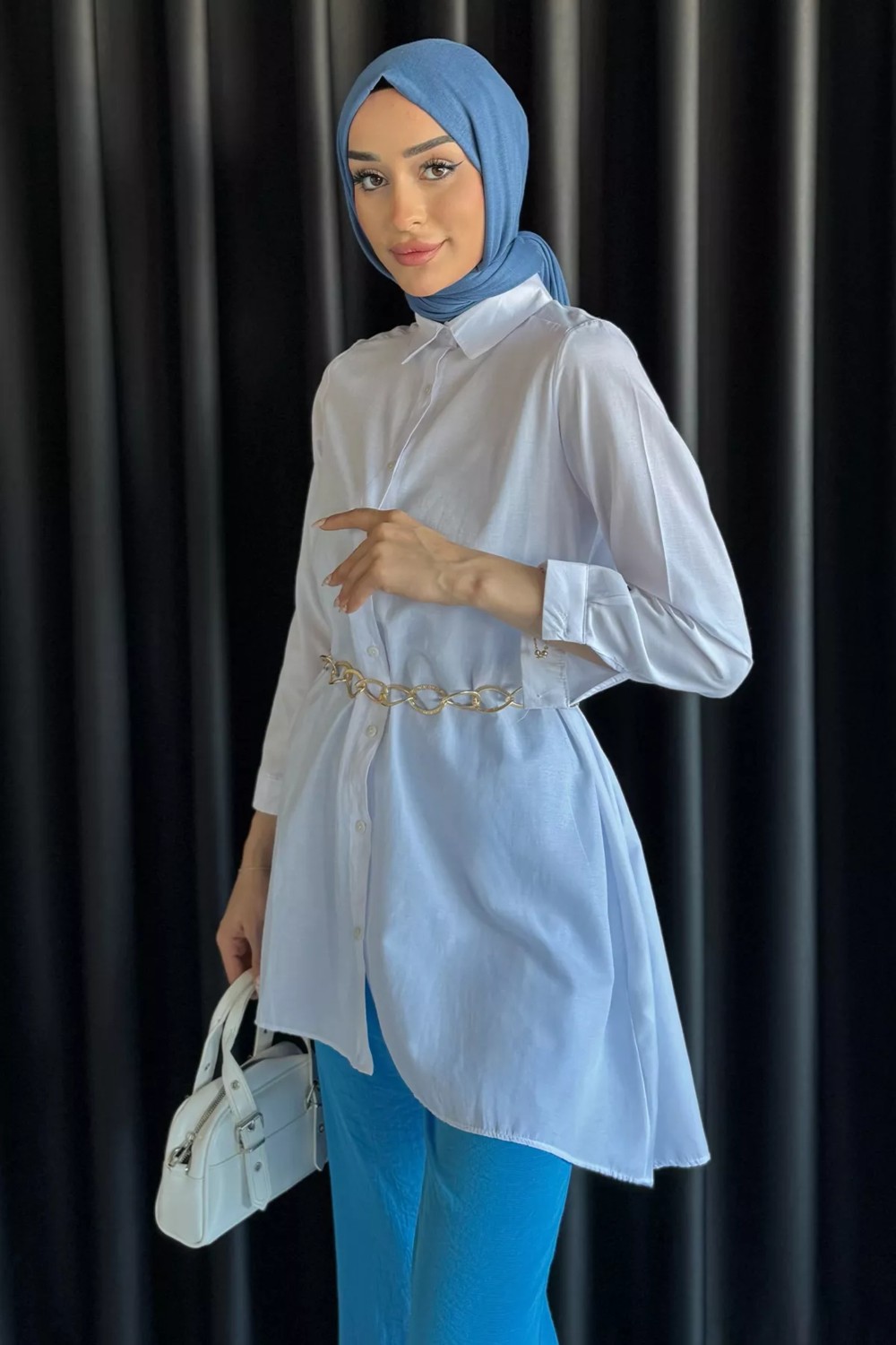 Julude Zincir Kemerli Tesettür Tunik P-00017690