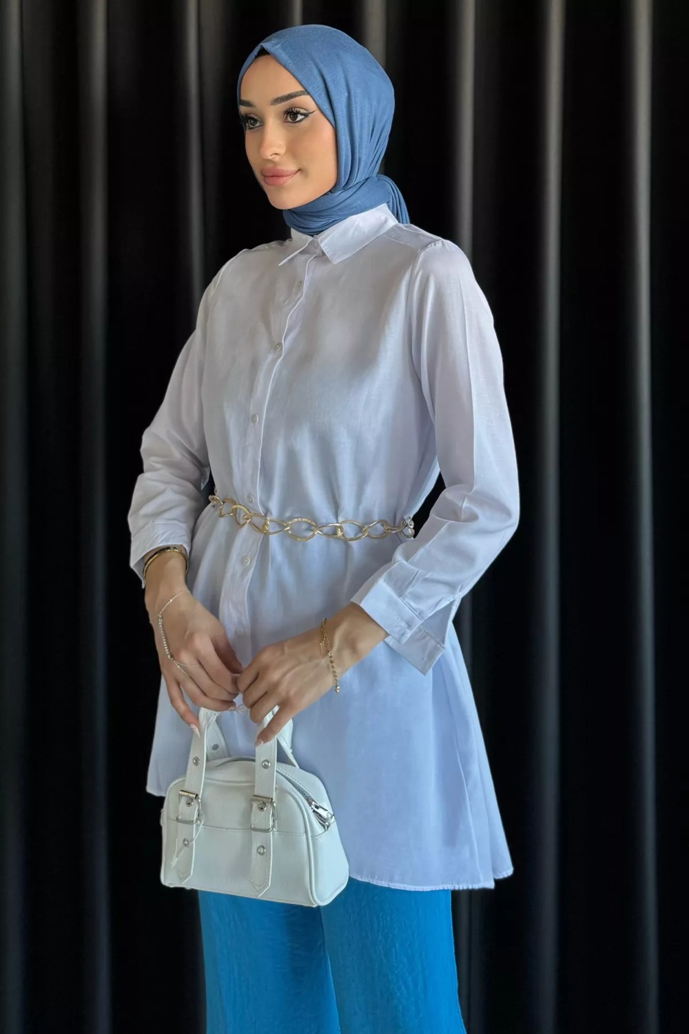 Julude Zincir Kemerli Tesettür Tunik P-00017690 görsel 2