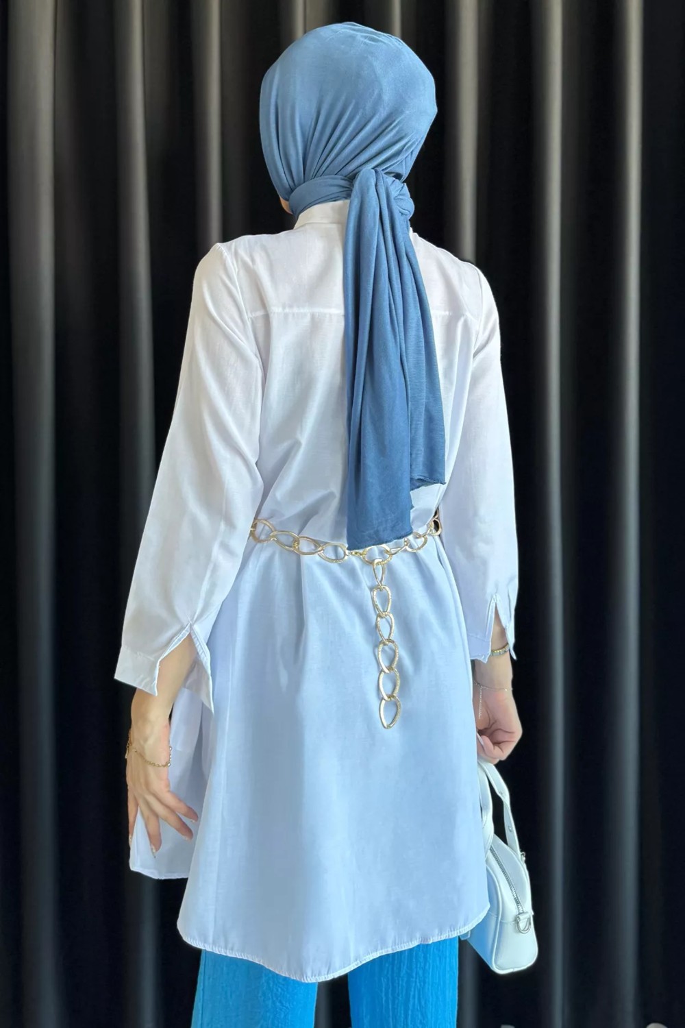 Julude Zincir Kemerli Tesettür Tunik P-00017690 görsel 4