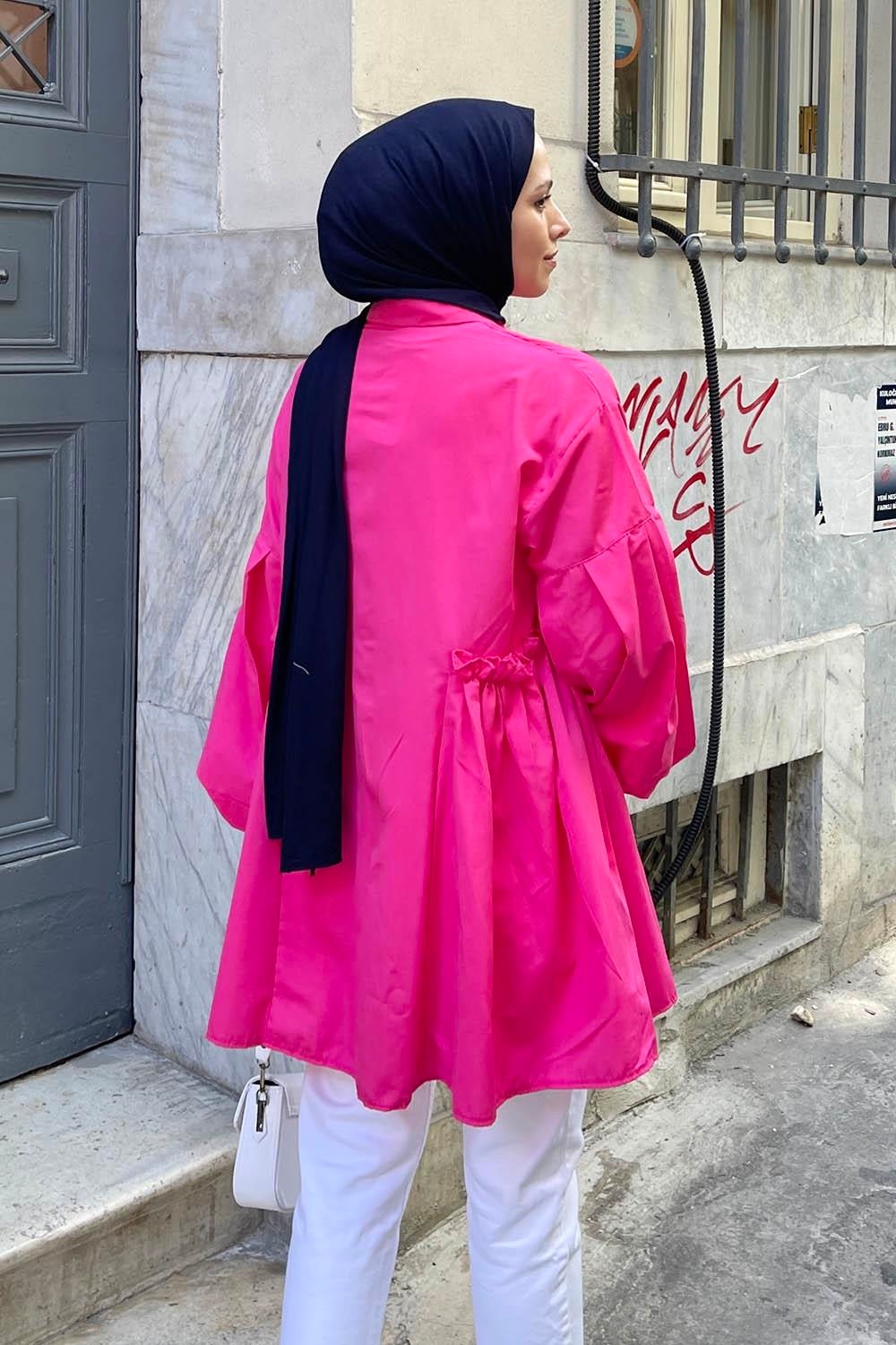 Lamelif Lopez Balon Kol Tunik Lacivert görsel 3