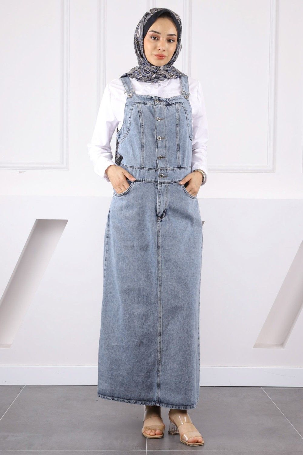 İmaj Butik Füme Cepli Kot Salopet