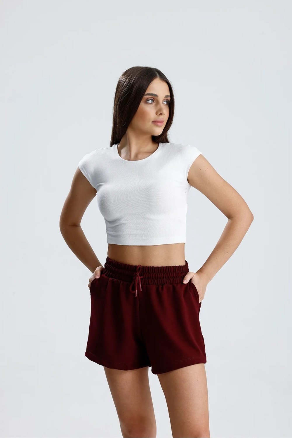 Dream Style Kadın Mavi Şort Modal Kumaş Yumuşak Dokulu Esnek Likralı Bağcıklı Çift Cepli Şort