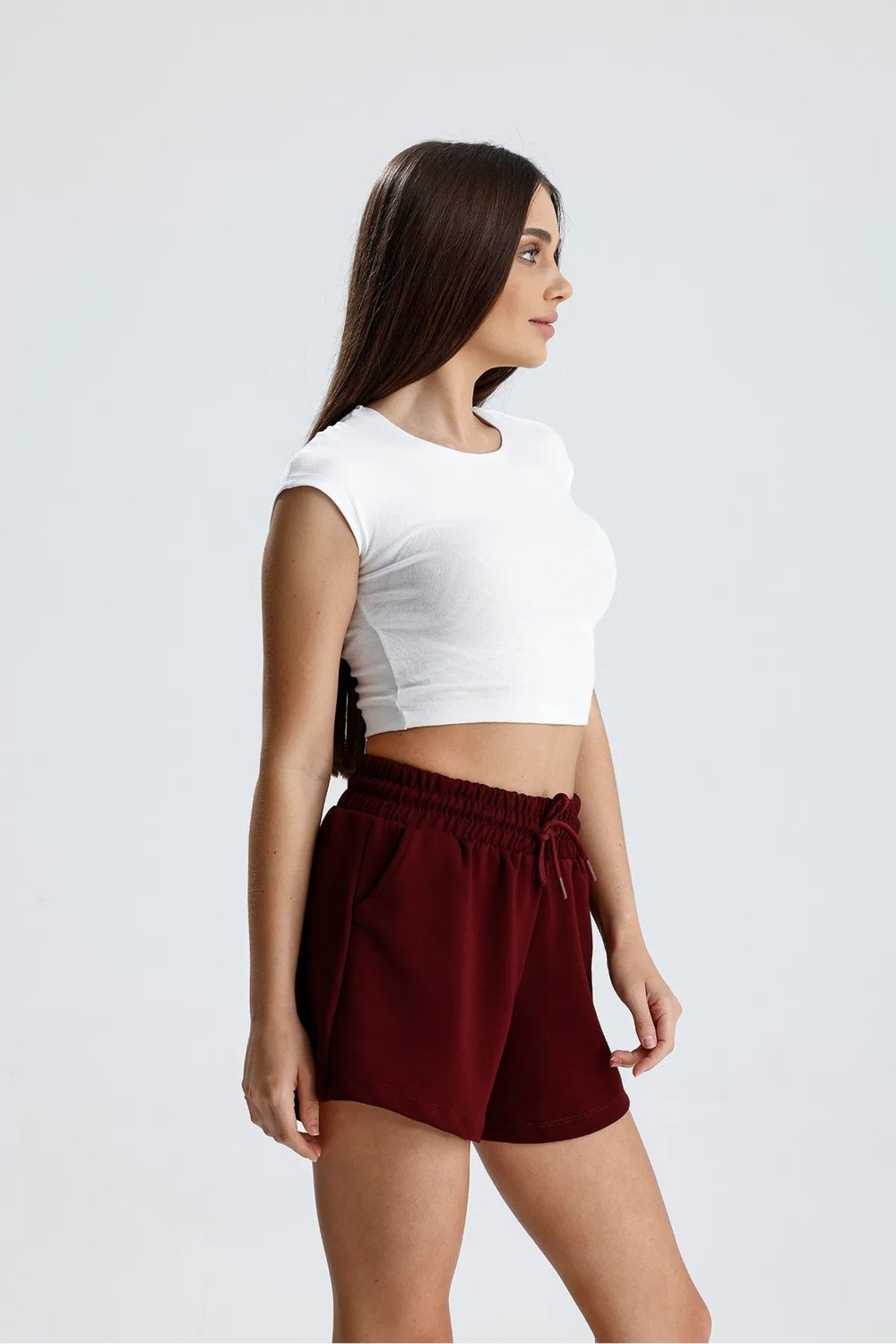 Dream Style Kadın Mavi Şort Modal Kumaş Yumuşak Dokulu Esnek Likralı Bağcıklı Çift Cepli Şort görsel 2