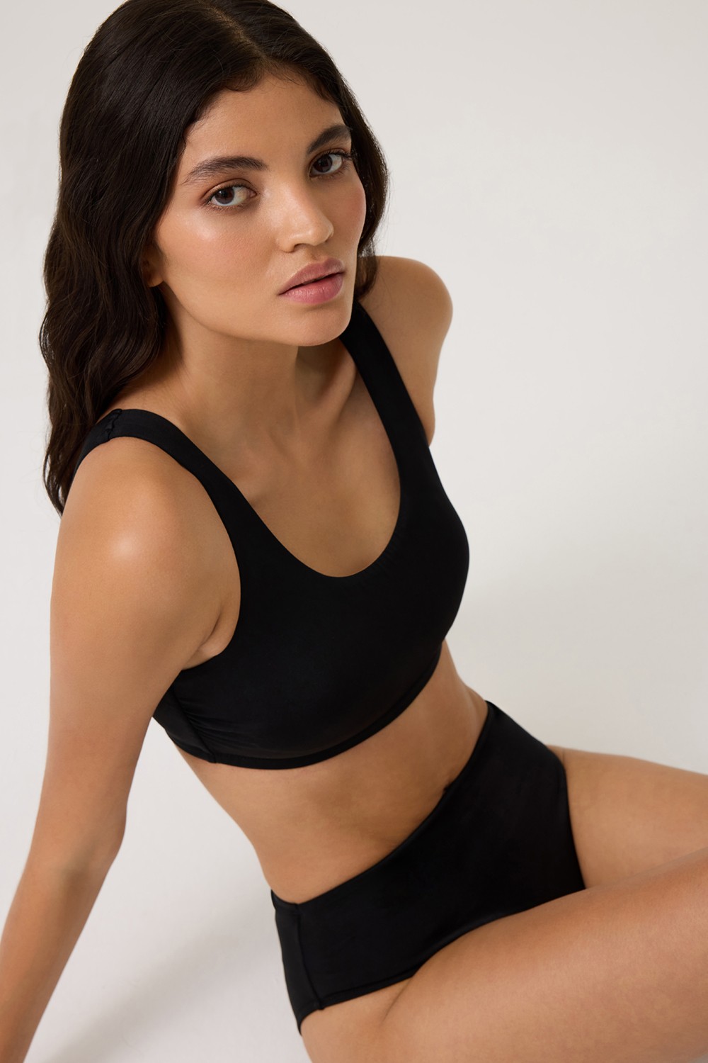 Los Ojos Lacivert-Beyaz Çizgili Yüksek Bel Bikini Altı Sporty Bottom görsel 4