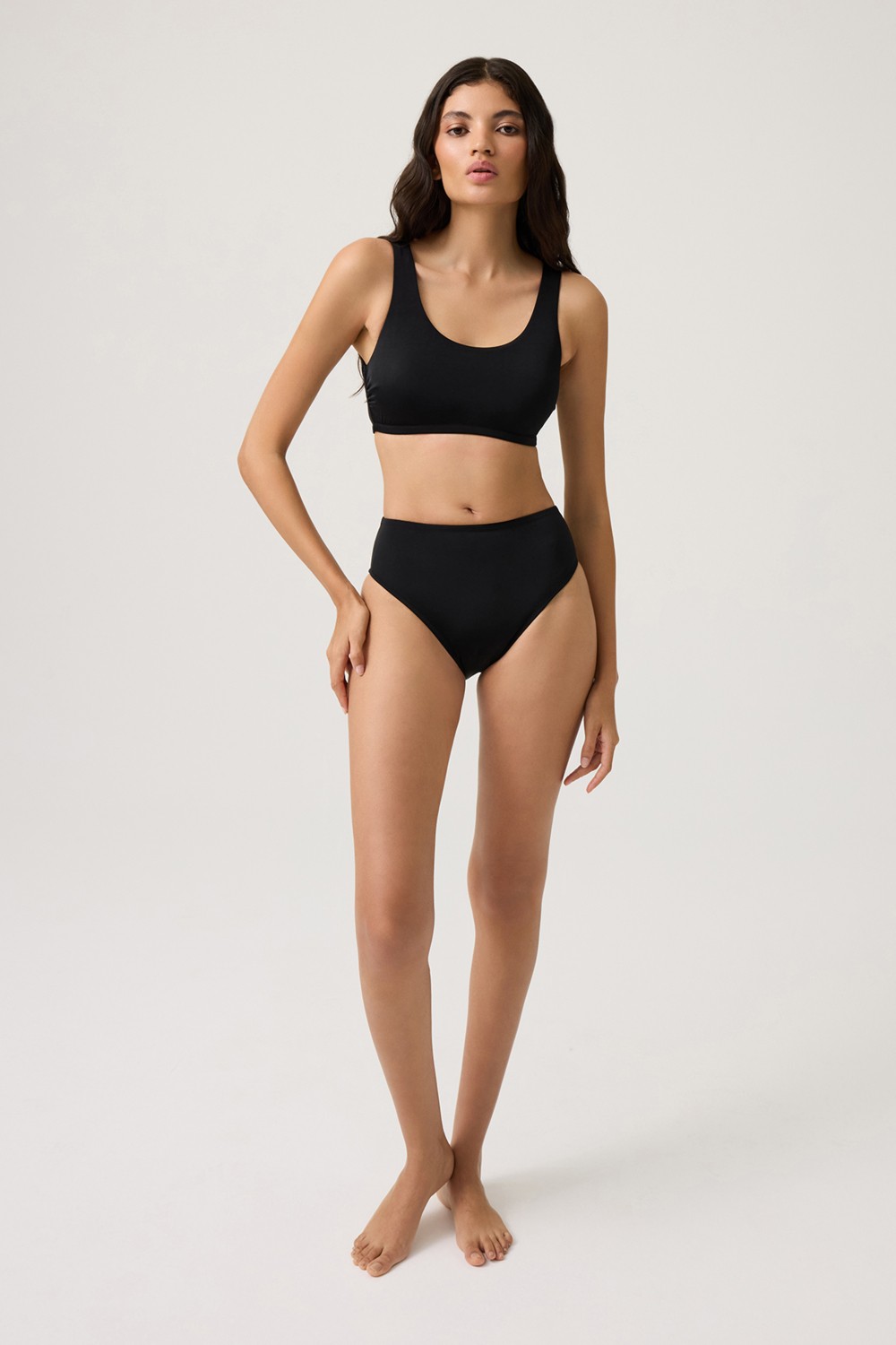 Los Ojos Lacivert-Beyaz Çizgili Yüksek Bel Bikini Altı Sporty Bottom görsel 5