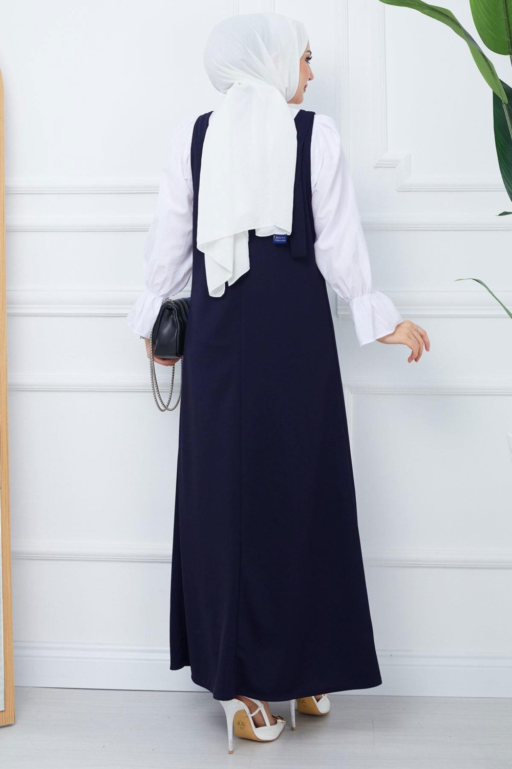 Hafsa Mina Nehir Örme Jile Elbise Lacivert HM2389 görsel 5