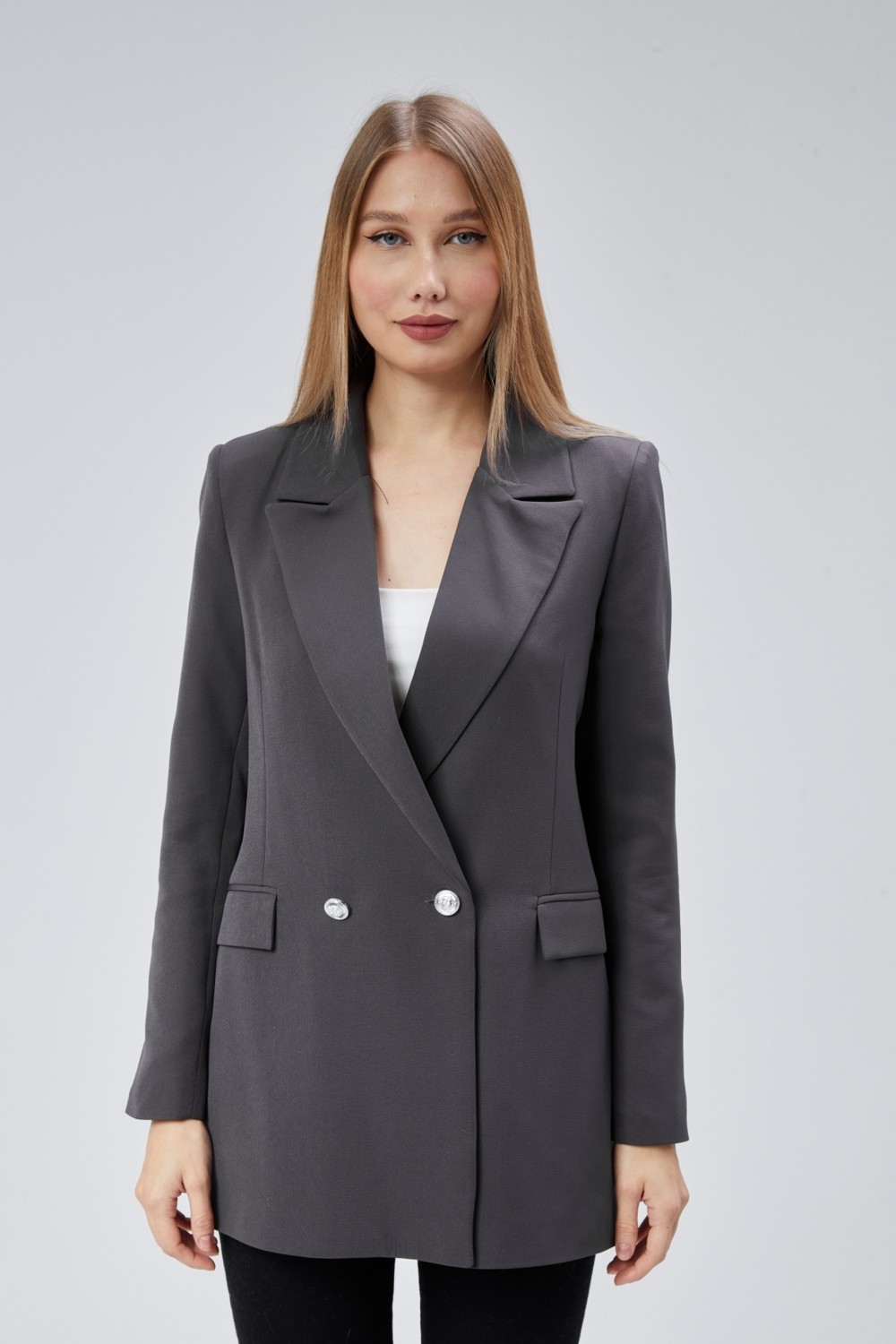 Bolivente Fıstık Yeşili Oversize Dokuma Blazer Ceket