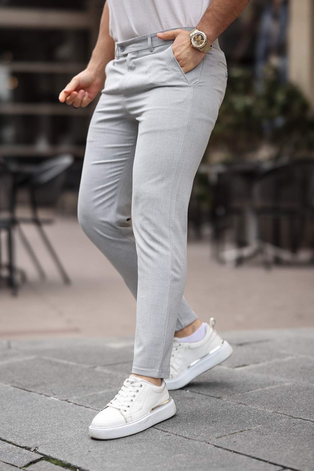 Mero Life Erkek Krem Italyan Kesim Slim Fit Kaliteli Esnek Likralı Bilek Boy Kumaş Pantolon