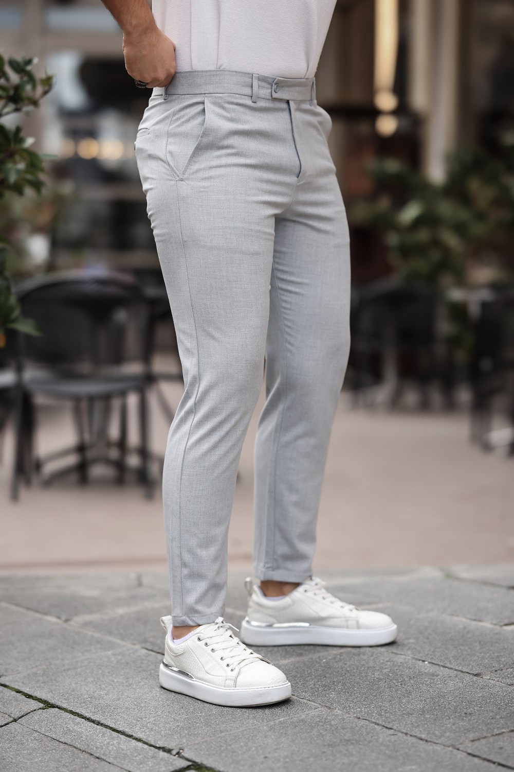 Mero Life Erkek Krem Italyan Kesim Slim Fit Kaliteli Esnek Likralı Bilek Boy Kumaş Pantolon görsel 4