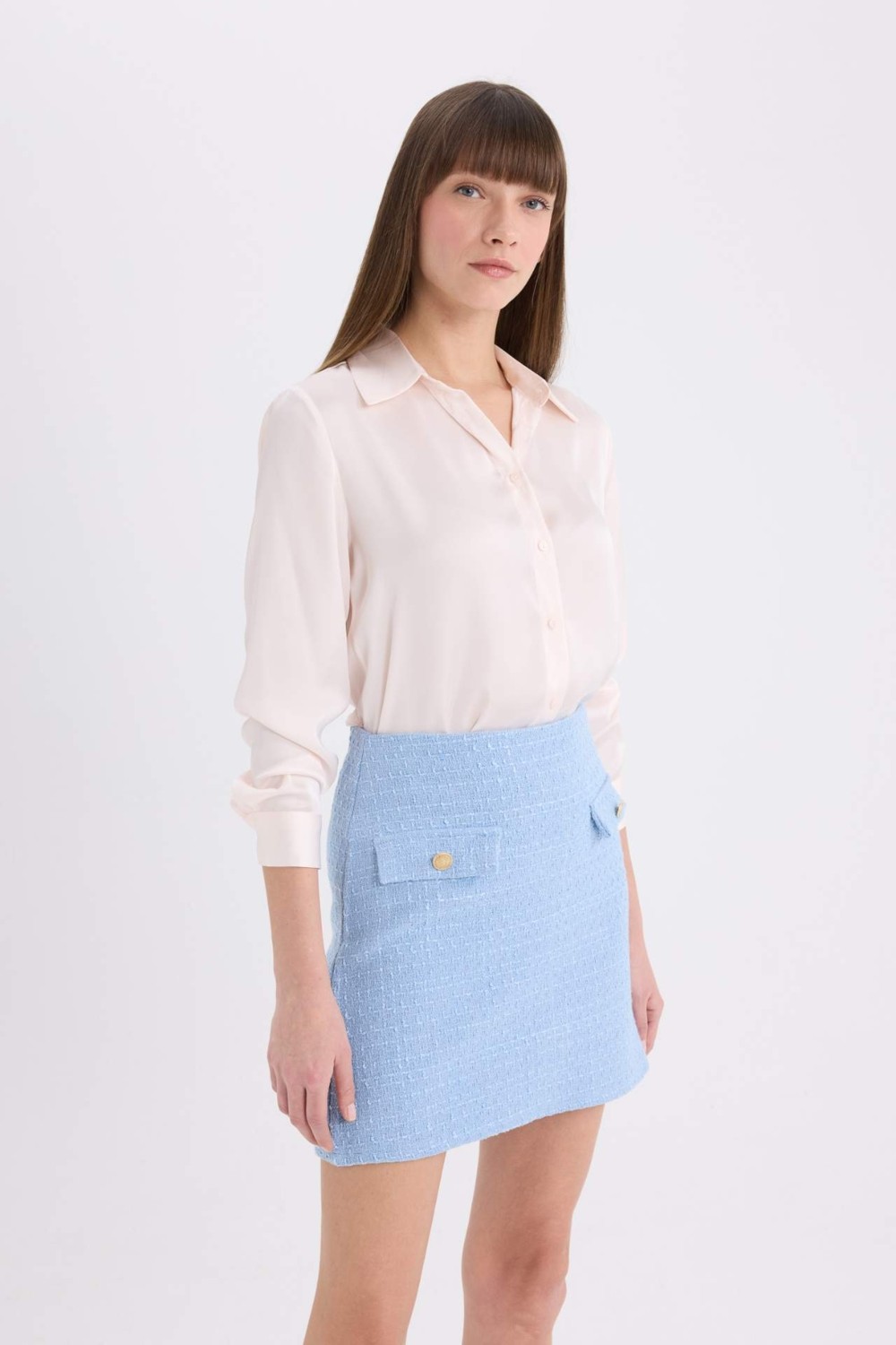 DeFacto Regular Fit Saten Uzun Kollu Gömlek E1783AX24WN görsel 4