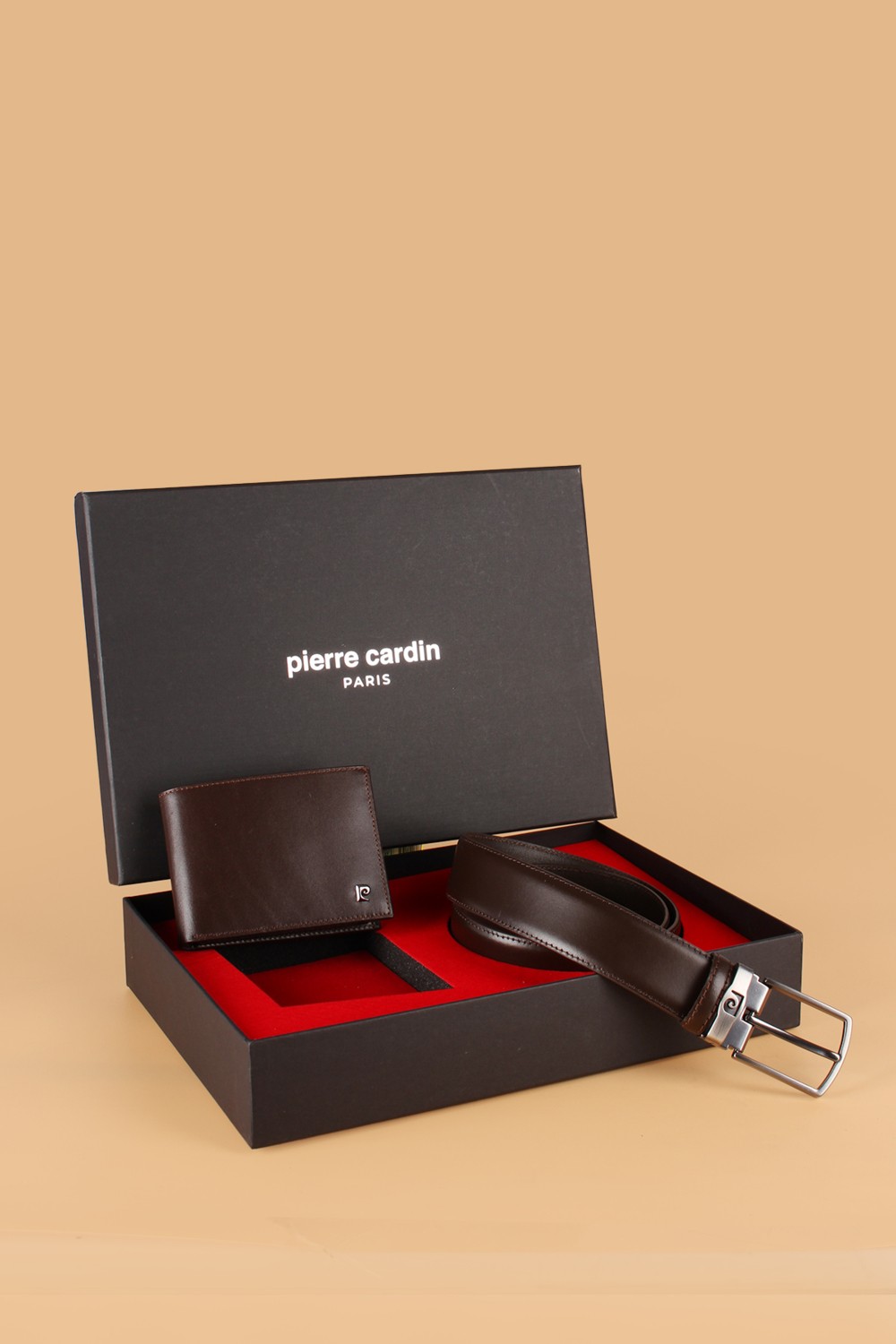 Pierre Cardin -Set 3- % 100 Hakiki Deri Özel Hediye Kutulu Damat Kemer Cüzdan Çeyiz Seti