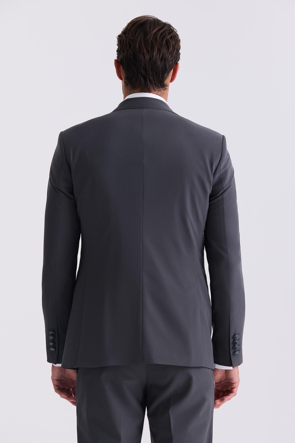 Jakamen Antrasit Slim Fit Mono Yaka Yelekli Takım Elbise görsel 4