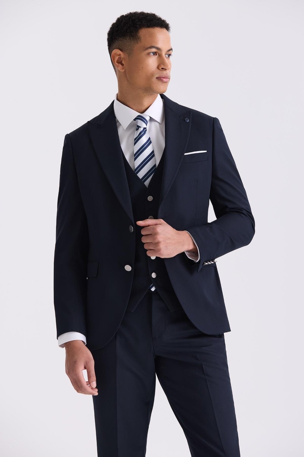 Jakamen Lacivert Slim Fit Sivri Yaka Yelekli Takım Elbise görsel 2