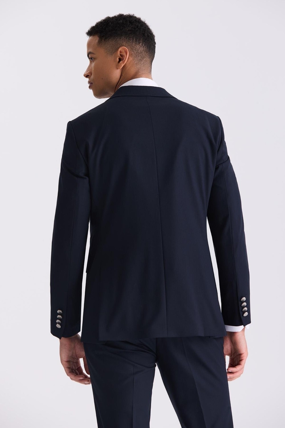 Jakamen Lacivert Slim Fit Sivri Yaka Yelekli Takım Elbise görsel 4