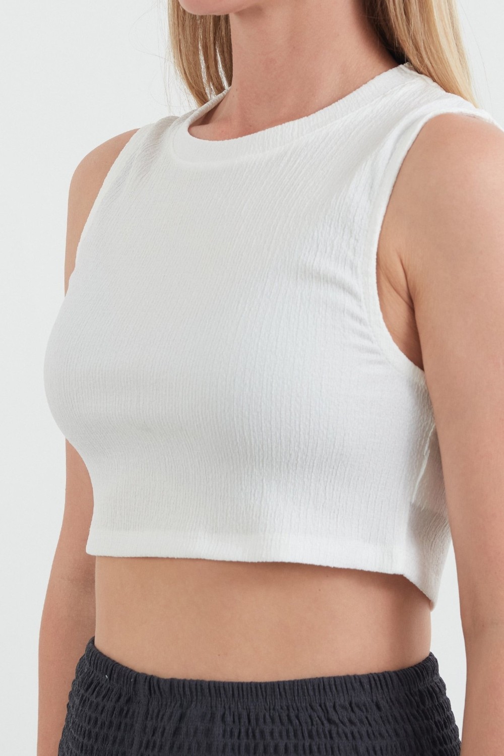 FullaModa Bürümcük Kumaş Crop Body görsel 5