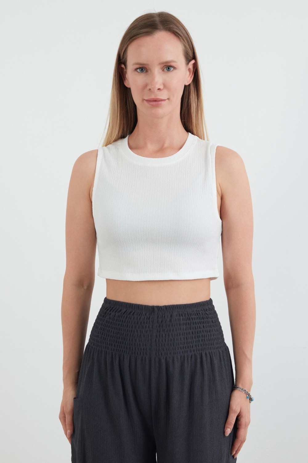 FullaModa Bürümcük Kumaş Crop Body görsel 6