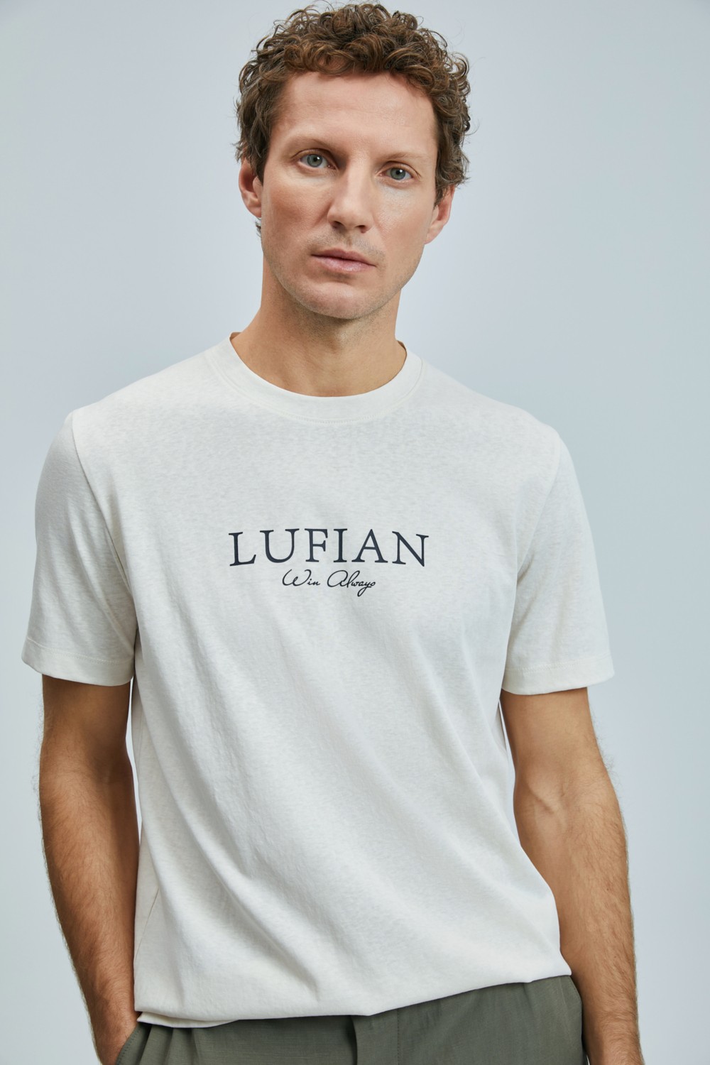 Lufian Love Modern Grafik Tişört Ekru görsel 3