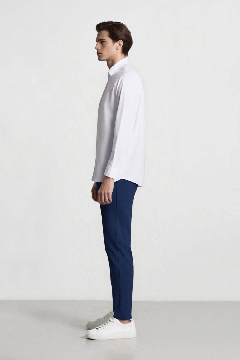 DeFacto Tailored Fit Düz Paça Her Yöne Esneyen Yumuşak Tuşe Cepli Pantolon C7508AX25SP görsel 5