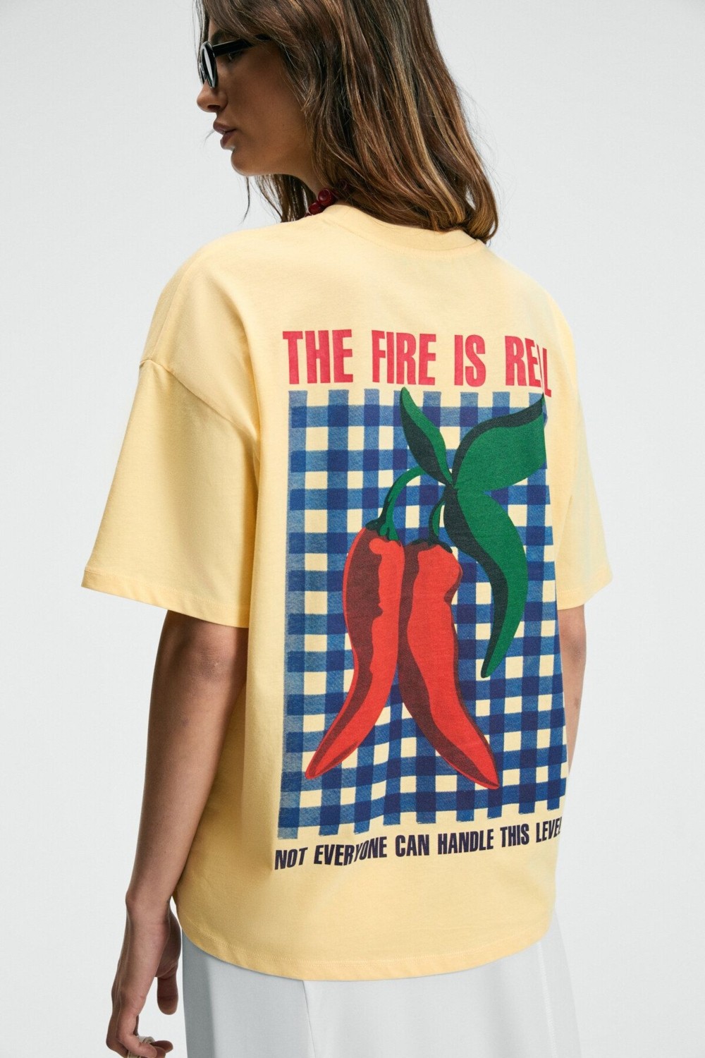 Grimelange CASSIANE Kadın Bisiklet Yaka Kısa Kollu Ön Ve Arka Baskılı Regular Sarı T-Shirt