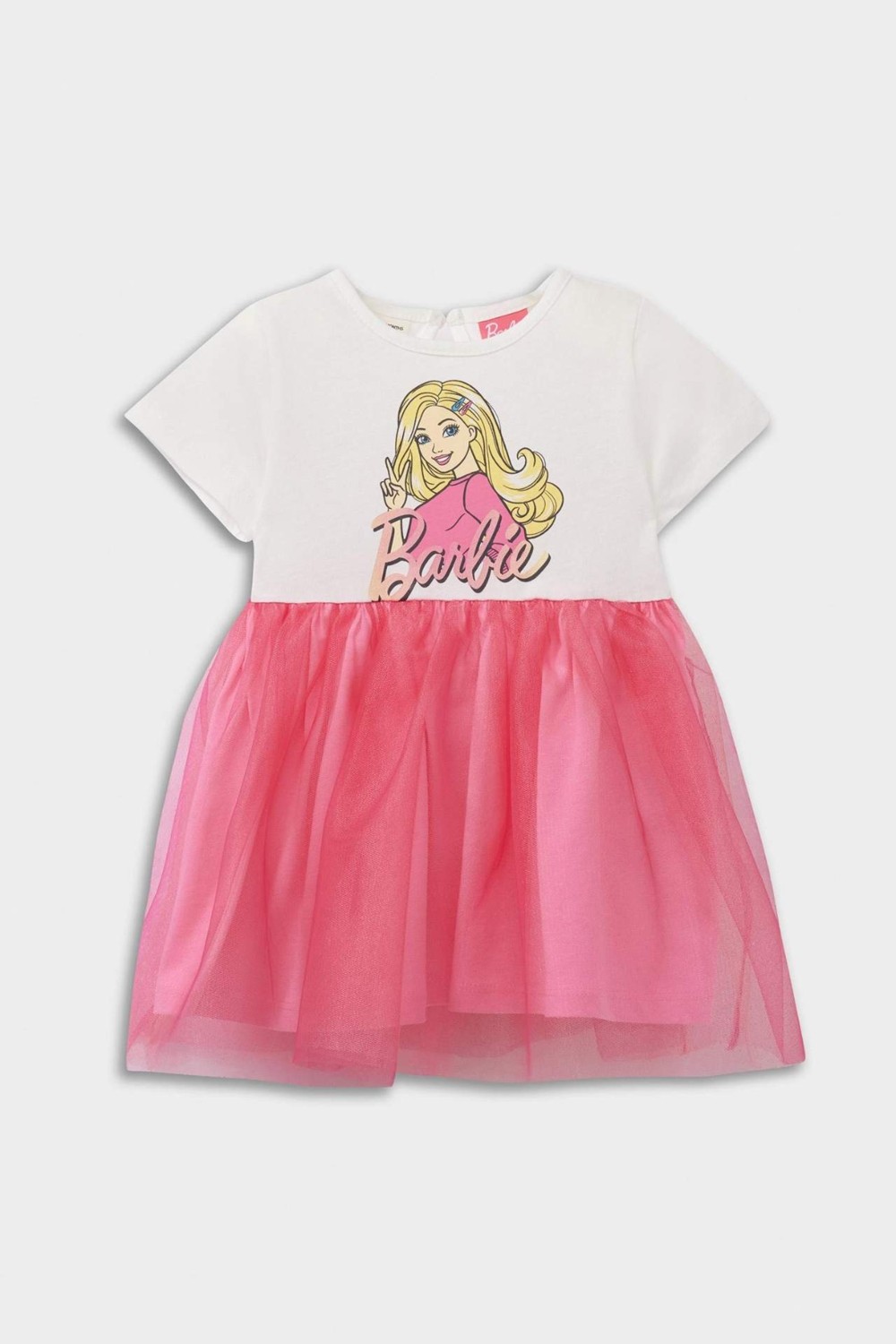 DeFacto Barbie Kısa Kollu Yazlık Tül Elbise Kız Bebek F0529A525SM görsel 4