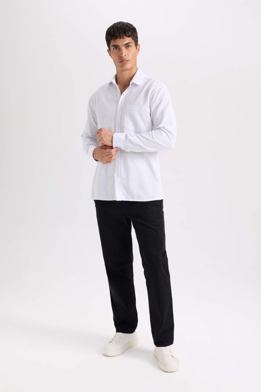DeFacto Regular Fit Normal Kesim Yazlık Düz Paça Chino Kanvas Pantolon D7349AX25SP görsel 4