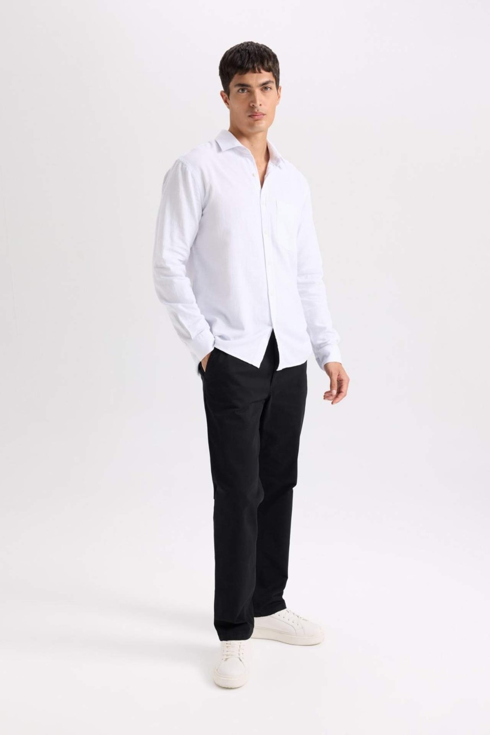 DeFacto Regular Fit Normal Kesim Yazlık Düz Paça Chino Kanvas Pantolon D7349AX25SP görsel 5