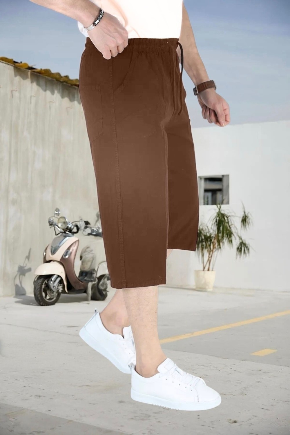 BirbeyStore Kapri Büyük Beden Hambez %100 Pamuk Unisex Reladex Rahat Kalıp Beli Lastikli Malerind görsel 2
