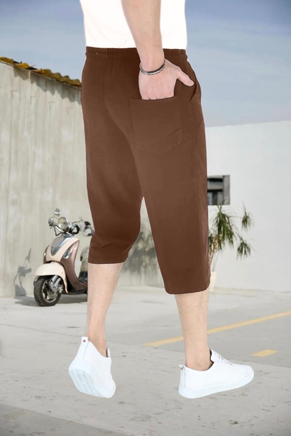 BirbeyStore Kapri Büyük Beden Hambez %100 Pamuk Unisex Reladex Rahat Kalıp Beli Lastikli Malerind görsel 3