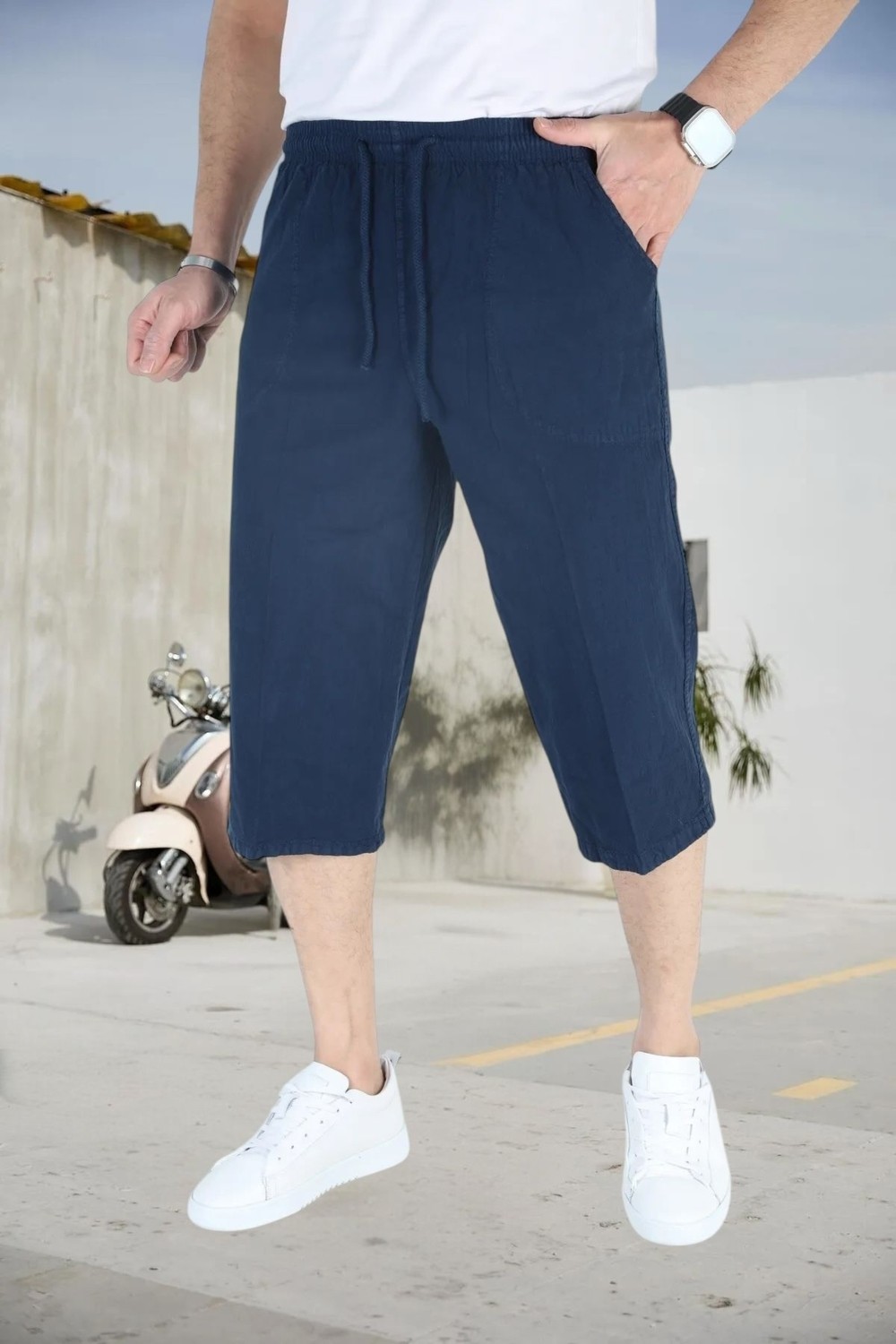 BirbeyStore Kapri Büyük Beden Hambez %100 Pamuk Unisex Reladex Rahat Kalıp Beli Lastikli Malerind görsel 4