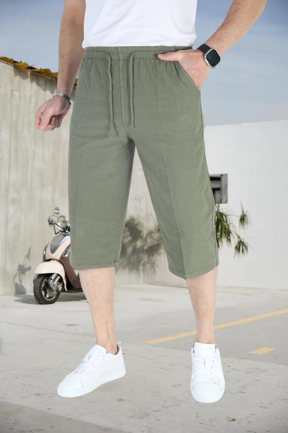 BirbeyStore Kapri Büyük Beden Hambez %100 Pamuk Unisex Reladex Rahat Kalıp Beli Lastikli Malerind görsel 7