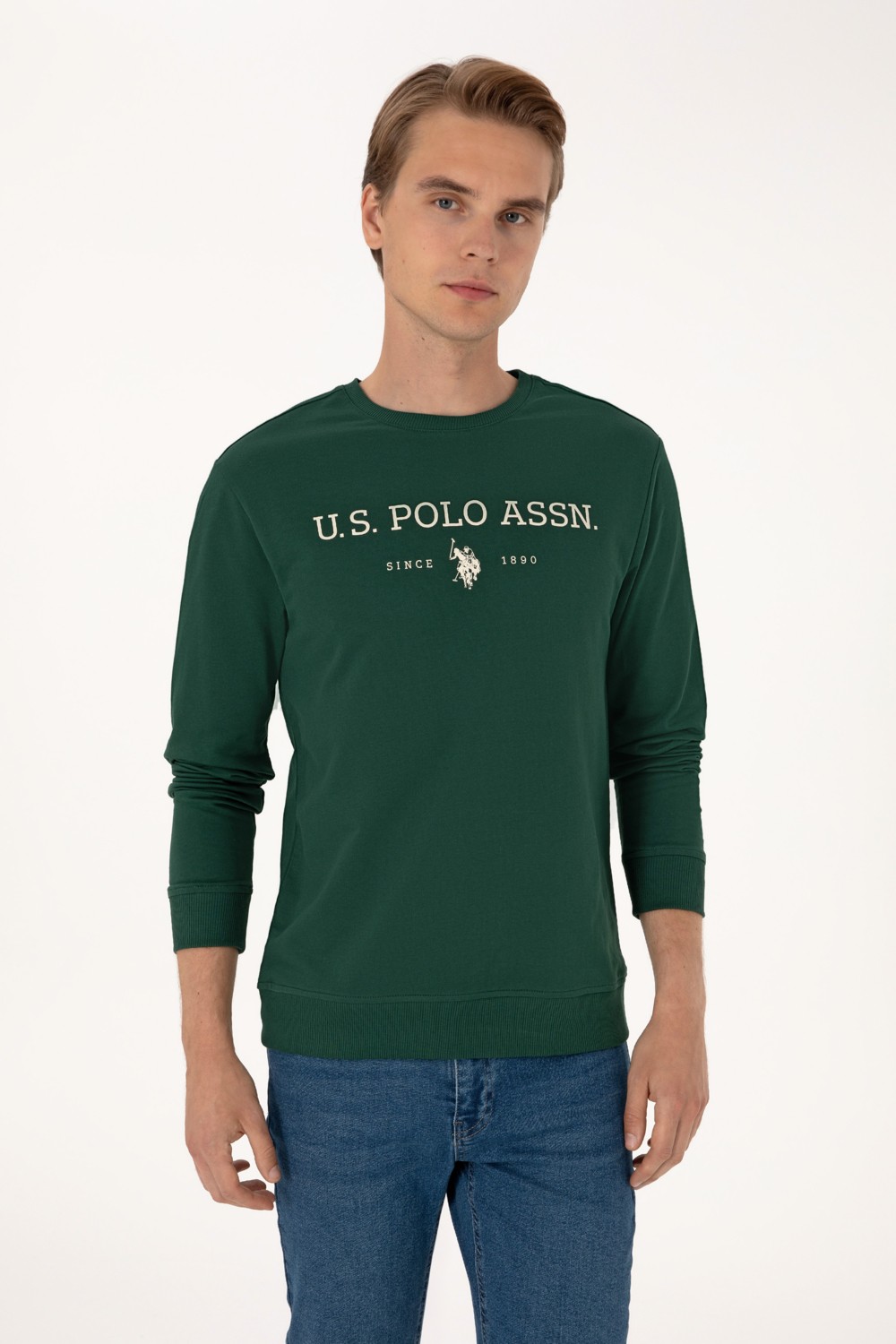 U.S. Polo Assn. Erkek Regular Fit Bisiklet Yaka Lacivert İnce Basic Sweatshirt 50313743-VR033